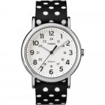 Timex Weekender Black/White Polkadot Print Reverse To Solid Colo