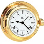 BARIGO Poseidon Series Porthole Quartz Ship's Clock - Brass Hous