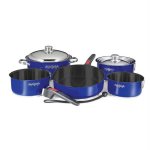 Magma Nestable 10 Piece Teflon Stainless Steel Cookware - Cobalt