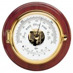 BARIGO Captain Series Barometer/Thermometer - Brass & Mahogany -