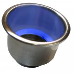 Whitecap Flush Mount Cup Holder w/Blue LED Light - Stainless Ste