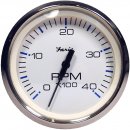 Faria Chesapeake White SS 4" Tachometer - 4,000 RPM (Diesel